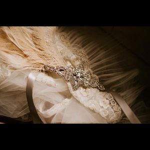 Ivory Peacock Feather bridal headband